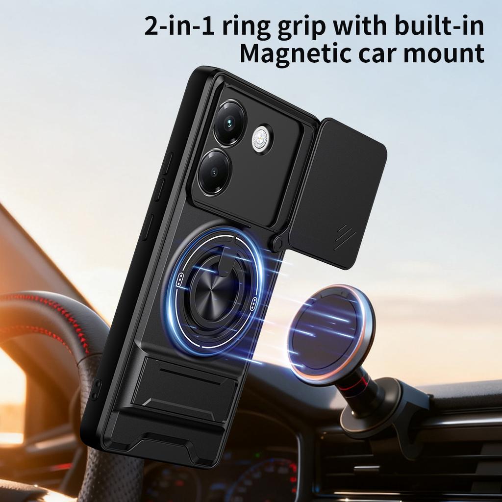 Funda for POCO M7 Pro 5G Case Rotatable Slide Camera Protection Ring Stand Shockproof Cover Capa Funda