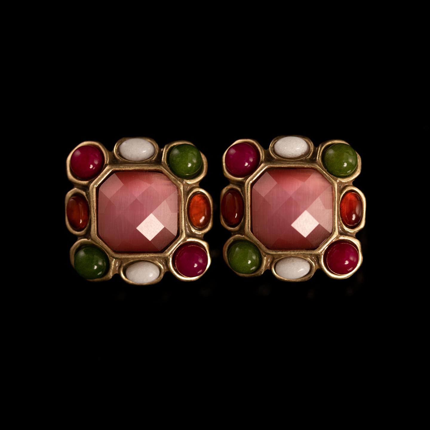 Средневековый Винтажный Высокая Мода Индивидуальность Темперамент Ретро Темперамент Атмосфера Новый Цвет Натуральный Камень Квадратный Костюм