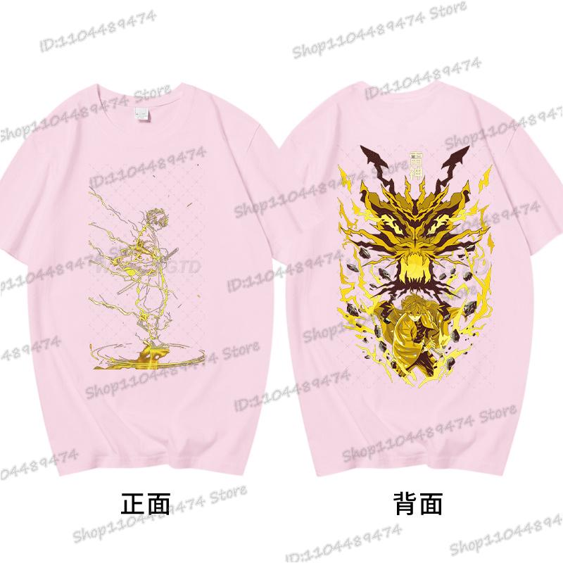 Demon Slayer T Shirts Anime Agatsuma Zenitsu Vintage Cotton Comfortable T-shirts Casual Loose T Shirt Male Female Streetwear