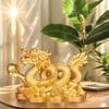 Auspicious Resin Golden Dragon Ornament For Living Room Office Wine Cabinet Craft Feng Shui Decoration