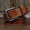 Belt Men's Retro Trendy All-Match Italian First Layer Cowhide Double Pin Buckle Genuine Leather Jeans Belt