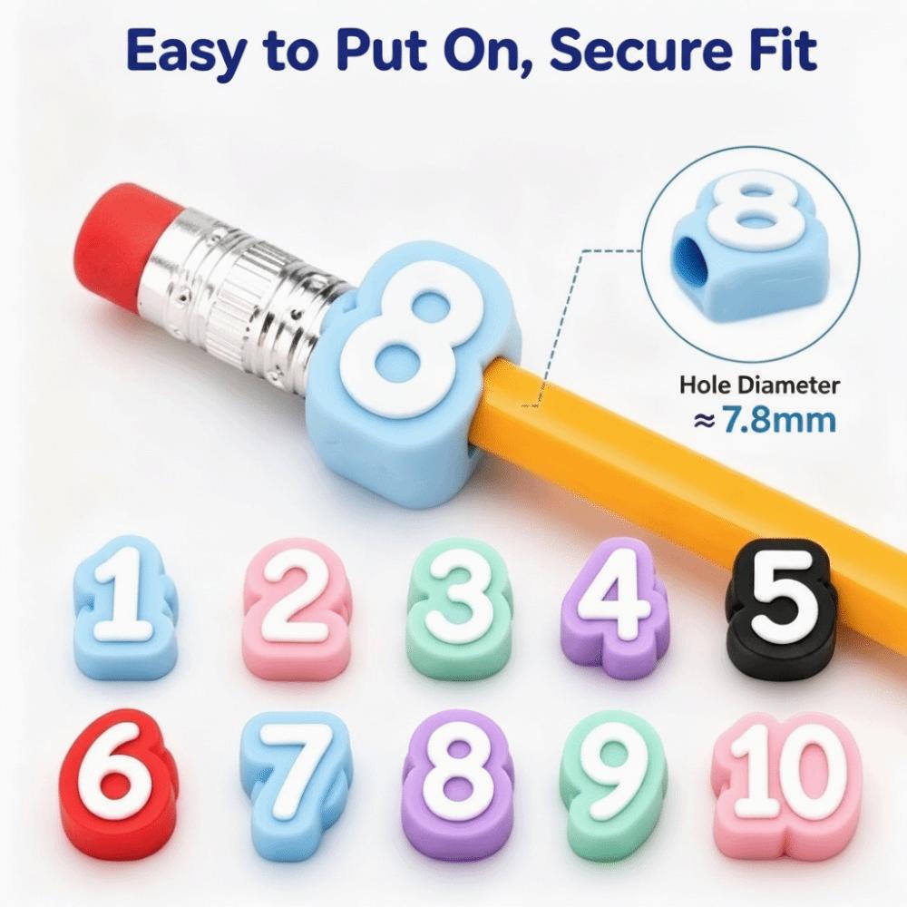 50pcs Reusable Numbered Pencil Toppers Silicone Numbered Pencil Caps Students Teachers Organization