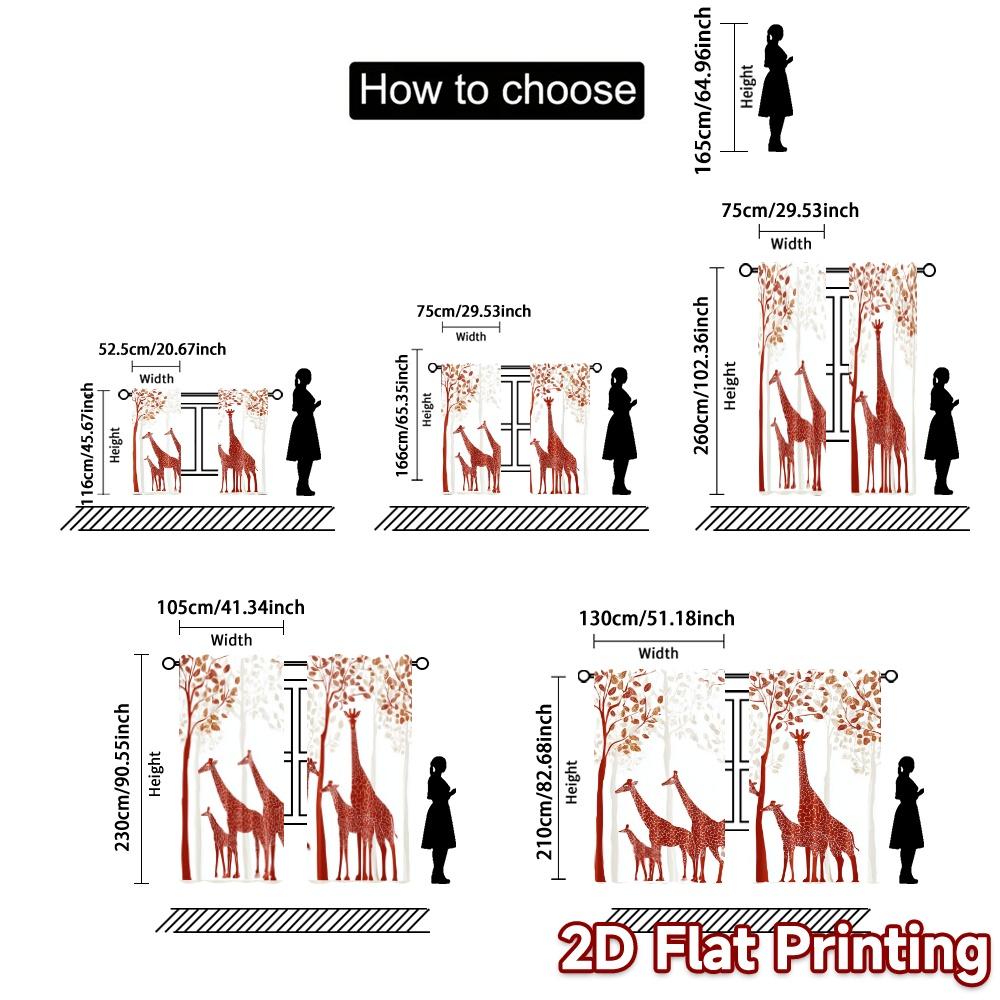2pcs   2D FLAT PRINTING Curtains (Without Rod) Giraffe Parade Modern Contemporary Curtains Prints Light Filtering Curtains