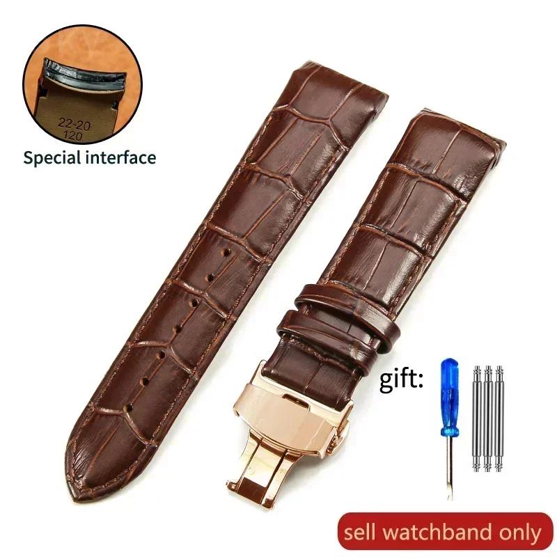 Calfskin Genuine Cow Leather Watchband Belt for Tissot T035 Watch Strap Bracelets Butterfly Buckle Replacement 22mm 23mm 24mm