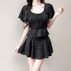 Split swimsuit female girl small fresh conservative two-piece set soaking hot spring swimsuit factory showing thin fairy fan