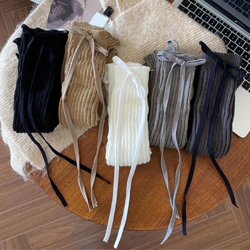 Sock Sleeves Fashionable Tie Bowknot Girls Stackable Socks Comfortable Leg Cover for Daily Wear and Parties