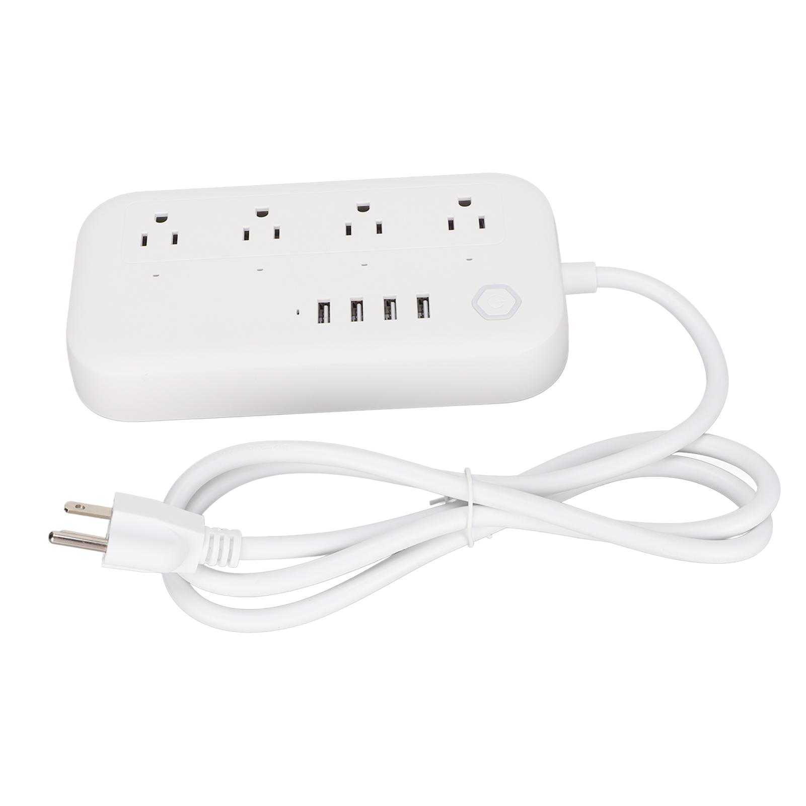 

Smart Power Strip 4 AC Outlets 4 USB Ports Fast Charging On Off Timer ABS Safe Smart Surge Protector US Plug