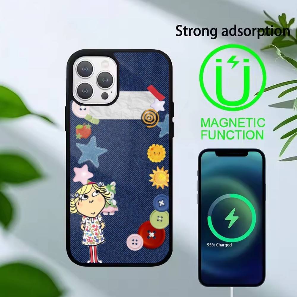 D-Charlie and Lola Cartoon Phone Case For iPhone 14,16,15,13,17,12,Plus,Pro,Max Magnetic For Magsafe Frosted Cover