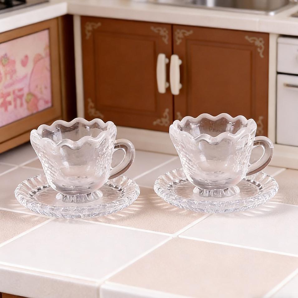 

2/4/6 Sets Clear Miniature Coffee Cup Set – For Dollhouse, Micro Landscapes & Fairy Garden Tea Party Tabletop Displays