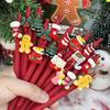 10Pcs Red Creative Christmas Snowman Shape Press Pen Cartoon Press Gel Pen Campus Design Gift Stationery Holiday Gift Novelty Stationery Teacher Party