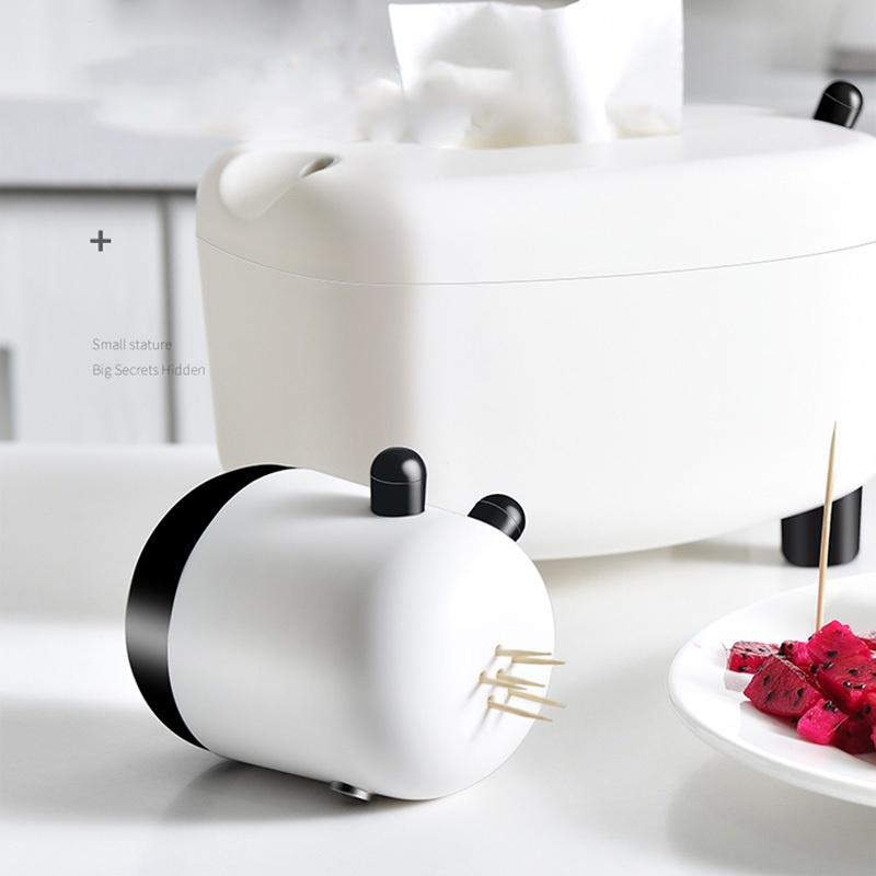 Telescopic Tissue Box with Toothpick Holder Cartoon Animal Napkin Box Plastic Rectangular Paper Hold