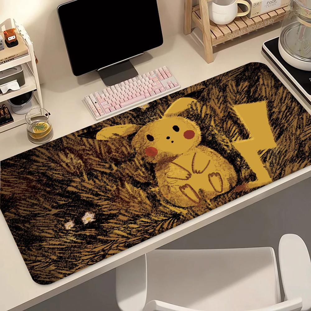 Mouse Pad P-Pokemon Pikachu Lockedge Larger 90x40cm Gaming Accessories Computer Gamer Keyboard Mouse Mat Desk Mousepad For Gift