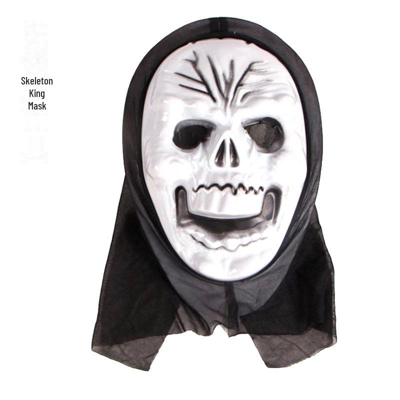 Strašidelná halloweenská maska lebky a sada zombie rukavic