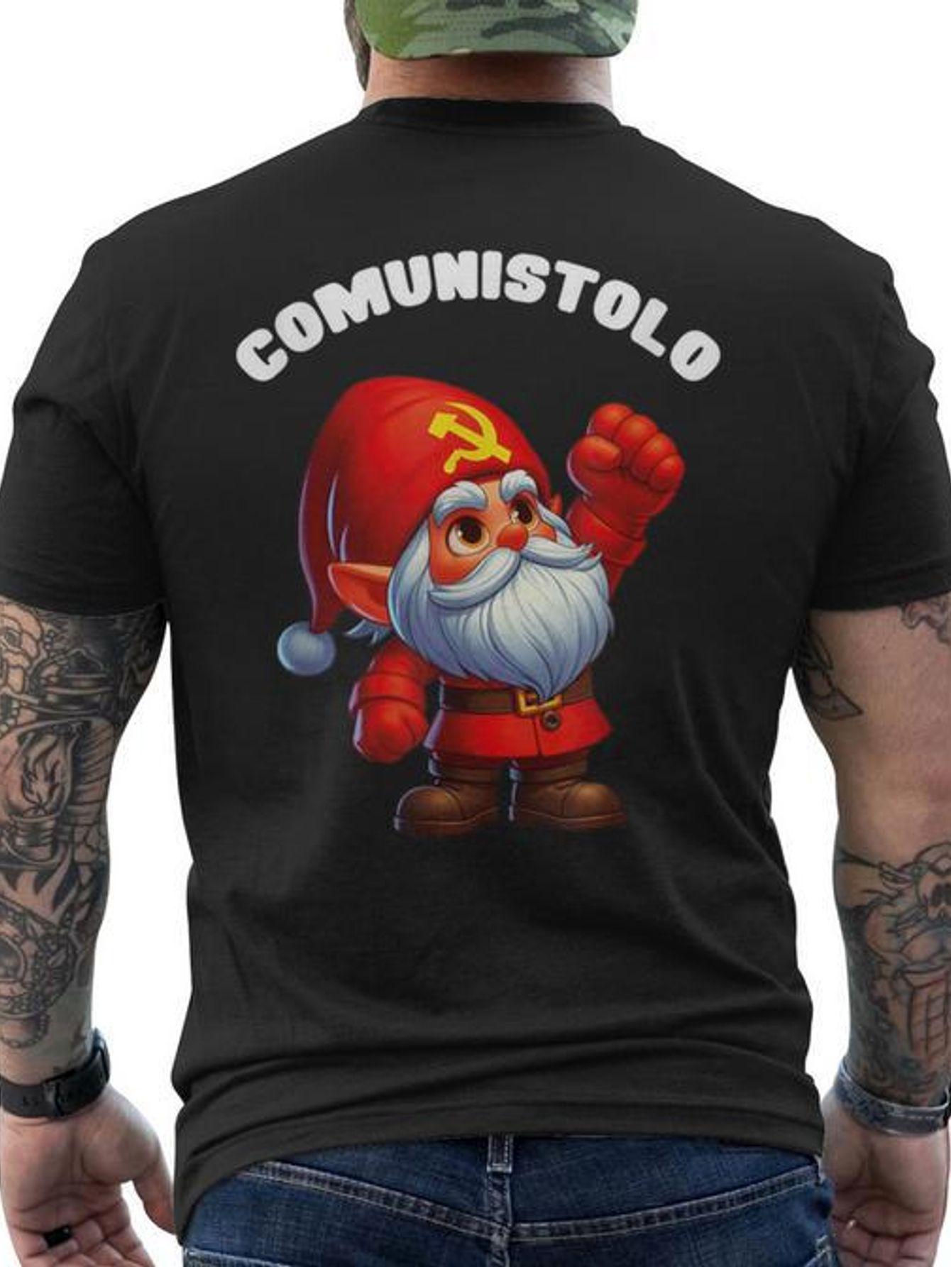 Men s Fun Communist Dwarf Graphic T-Shirt- Black Crew Neck T-Shirt XXXL