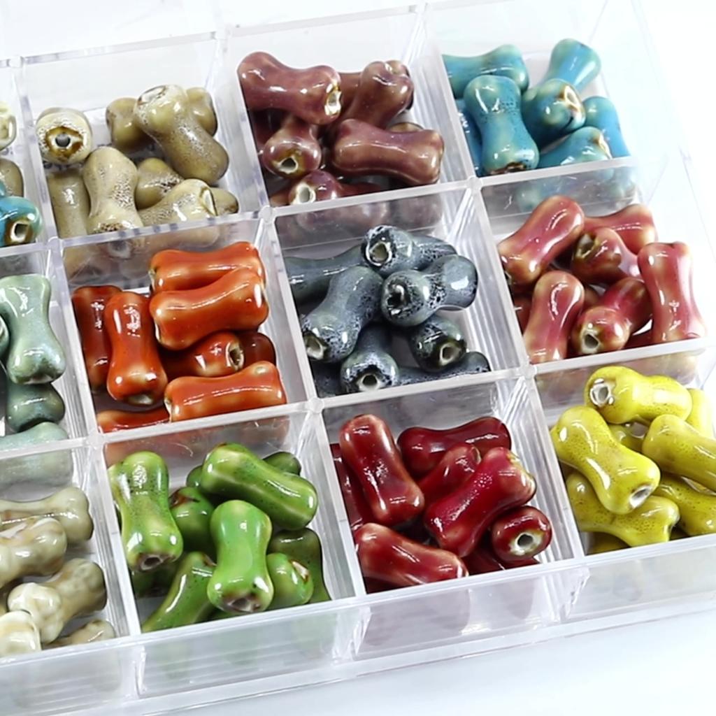 10pcs Design Sense Bone Retro Fun Shaped Ceramic Beads Jewelry Making Materials Charm Bracelet and Necklace Trend Accessories