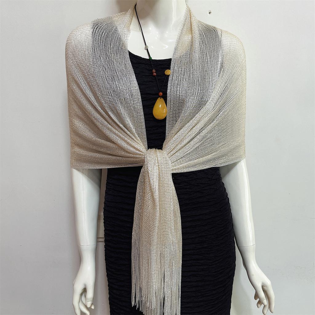 Rayon Scarf, Gold And Silver Silk Flat Scarf, Thin Shawl, Bag Head Scarf, Polyester Scarf, Multi-Color.