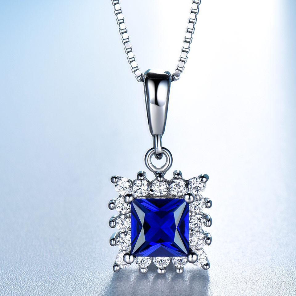 Umcho 925 Sterling Silver Sapphire Gemstone Earrings Necklace Set for Women