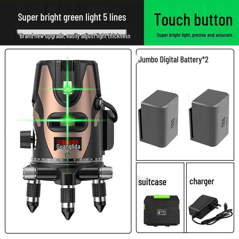 High Precision Outdoor Laser Level with Infrared, Blue, and Green Light - 2, 3 & 5 Lines, Auto-Leveling, Imported LD.
