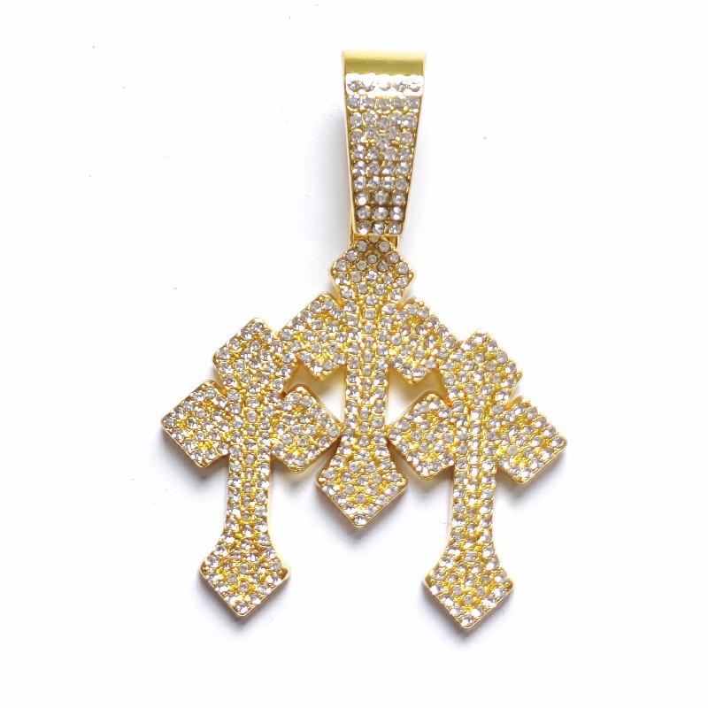 

Новые ожерелья-подвески со сложенными крестами Iced Out для мужчин с кубинской цепью 13 мм Хип-хоп Крест Стразы Ювелирные изделия подвеска Подарок