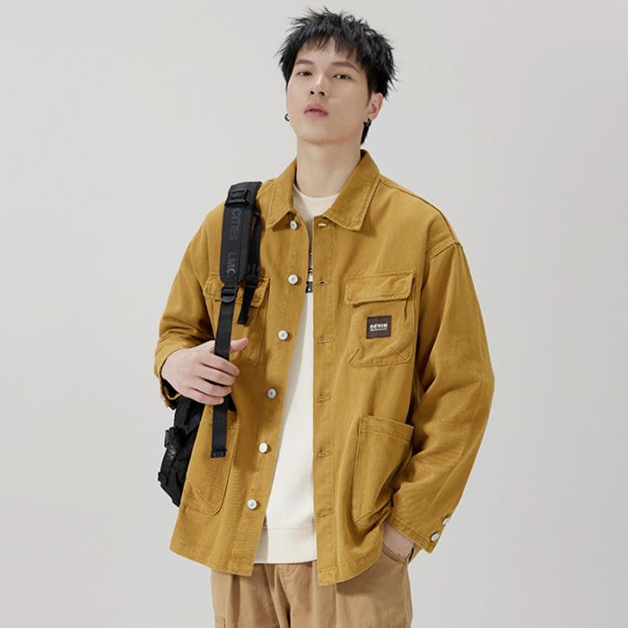 American Heavy Retro Denim Jacket Men'S Loose Large Size Trendy Handsome Tooling Jacket Trendy Brand