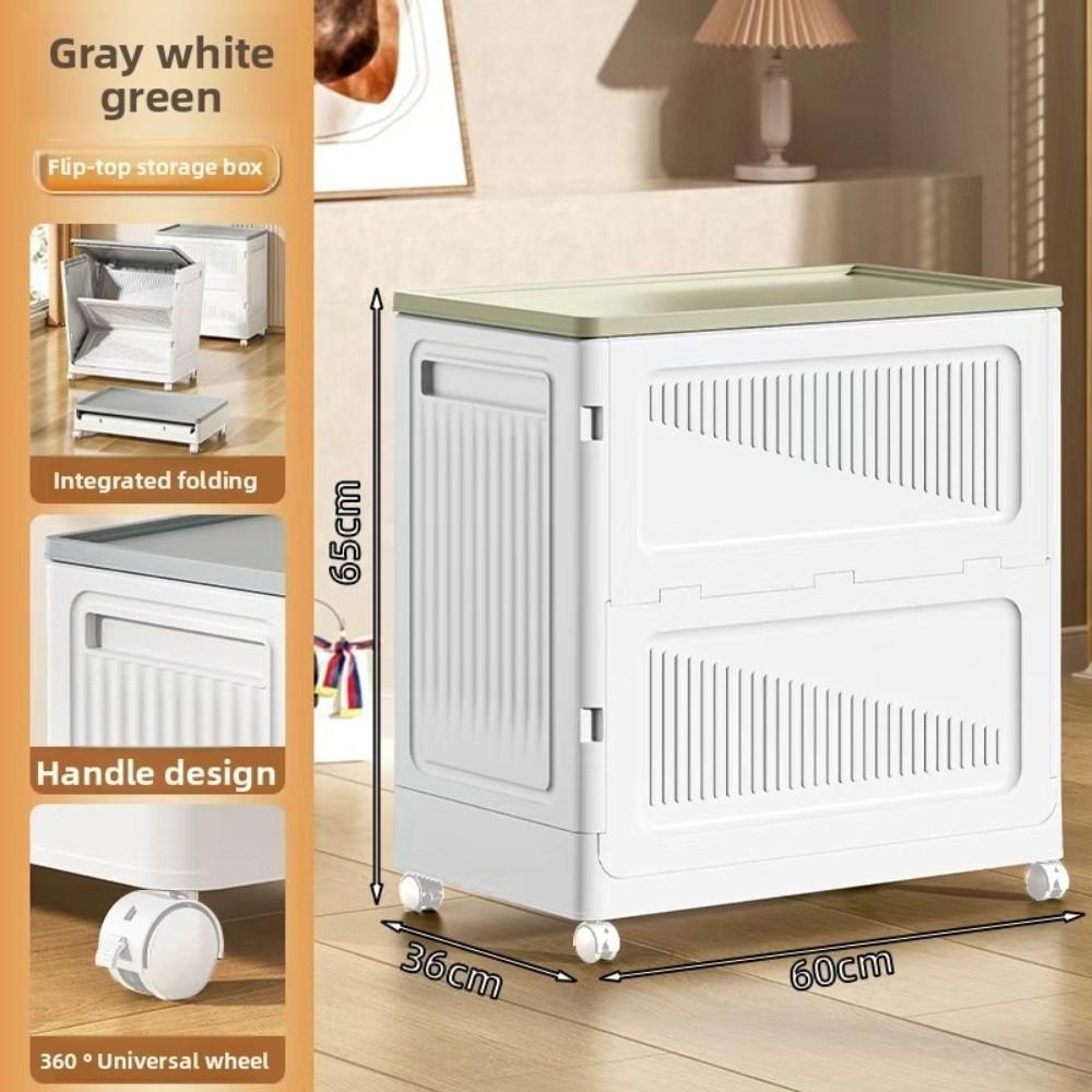 Large Capacity Foldable Storage Box Flip Cover Multipurpose Clothes Storage Basket with Wheels Space Saving