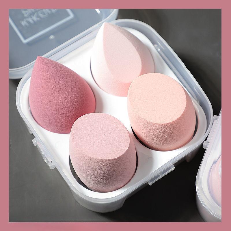 4pcs/box Makeup Sponge Beauty Egg Cosmetic Puff Soft Foundation Sponges Dry Wet Dual Use Powder Puff Women Make Up Beauty Tools розовый