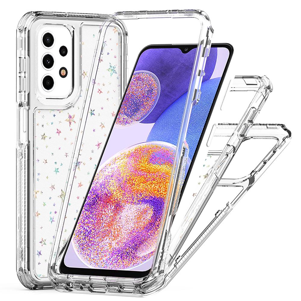 

For Samsung Galaxy A23 4G/A23 5G (Global Version) Case Clear Acrylic TPU Hybrid Phone Cover with Laser-printed Film Stars