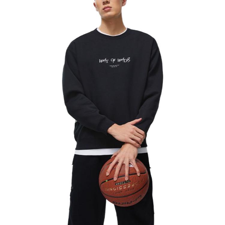 Li Ning Casual Sports Crew Neck Pullover Long Sleeve Sweatshirt Unisex Sweatshirt Black AWDT941-1