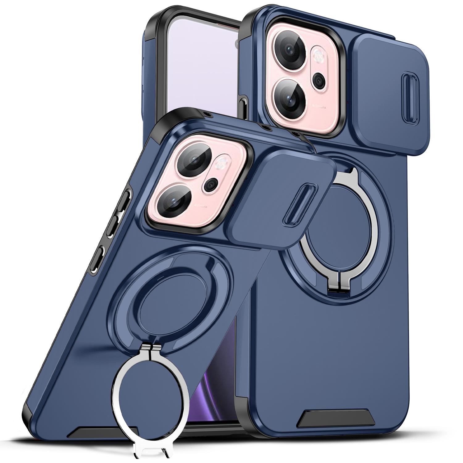 

Магнітна кільцева підставка Чохол для телефону Для OPPO Reno 14F 14 Pro Global Захист об єктива камери-слайдера TPU рамка Тверда пластикова задня кришка Reno14 F 5G Global синій