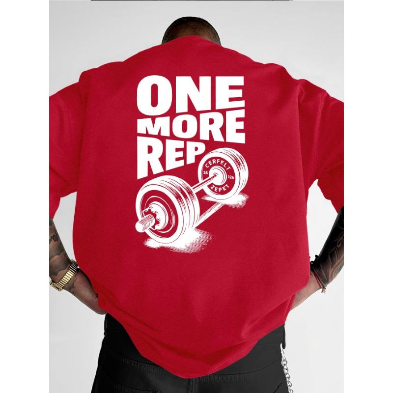 Men's T-Shirt Vintage Funny Gym Workout ONE MORE REP Weightlifting Women Streetwear Cotton Oversized Tees Short Sleeve Loose Top