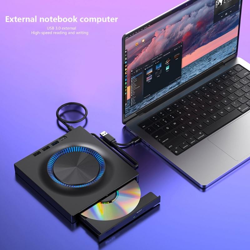 Portable External Dvds Drive Burners With USB3.0 And Type C Connectivity 5Gbps Speed Compatible for Laptop PC Computer