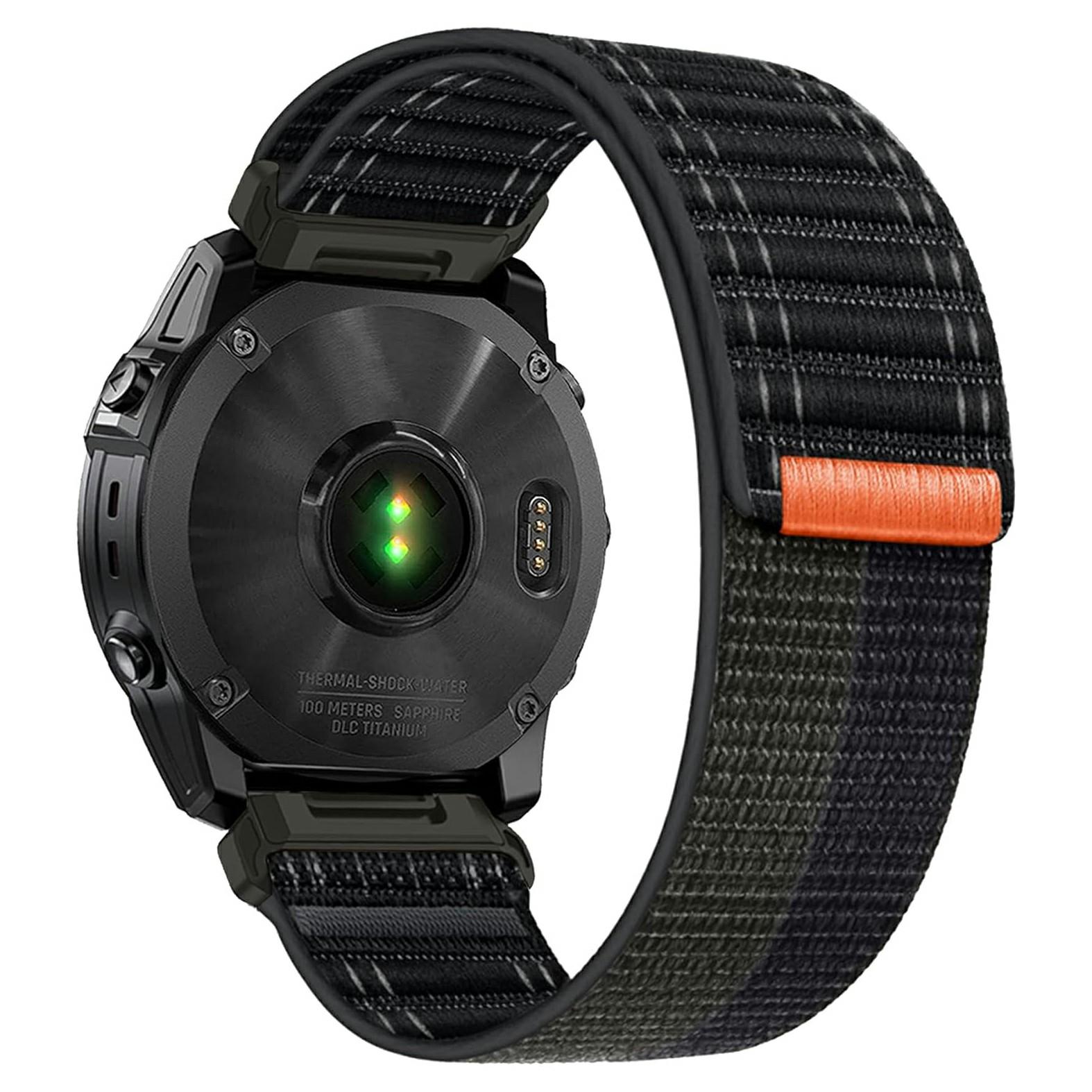 KALEBOL 26mm Nylon Watch Strap for Garmin Fenix 7X/7X Pro/6X/6X Pro Ocean Wave Wrist Band A