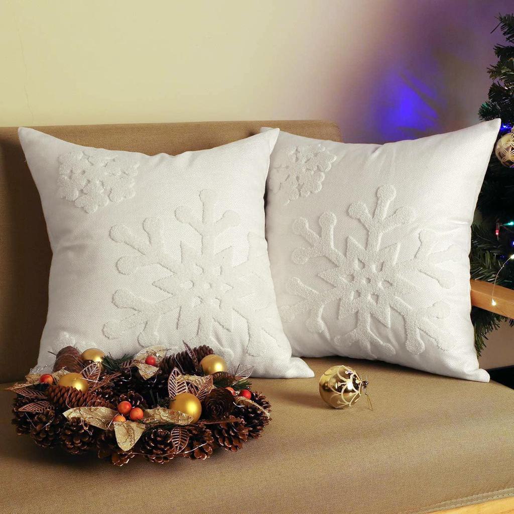 Reindeer Christmas Pillowcase, Winter Snowflake Embroidery Cushion Cover 45x45cm, Cross-border Bestseller