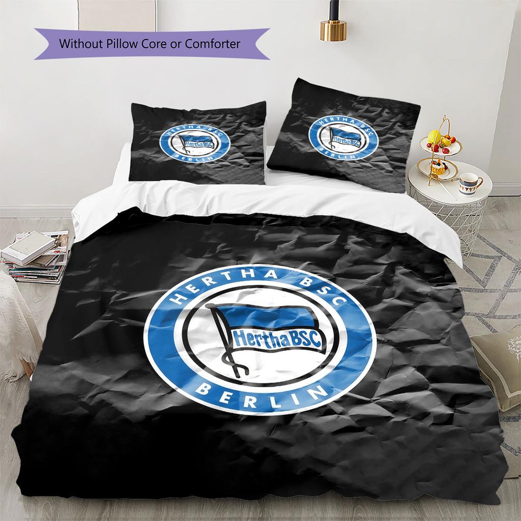 Hertha BSC Pattern Bedding,Quilt Set Quilt Cover Pillowcase Home Birthday Gift(1 * Duvet Cover + 2 * Pillowcase, Without Core)