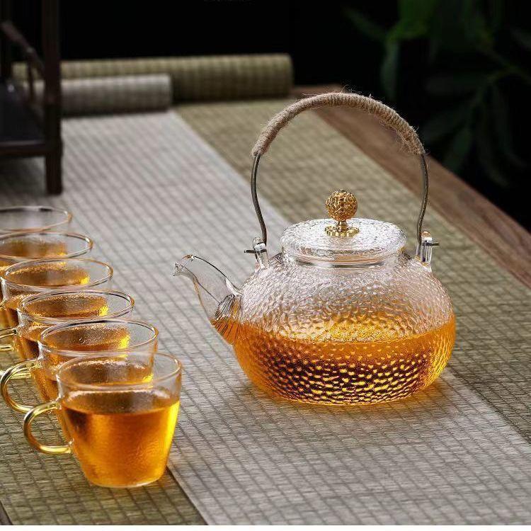 1PCS  Health Boiling Teapot Modern Simplicity Cold Kettle Tea Pot Glass Kettle Steaming Teapot Household Tea Set