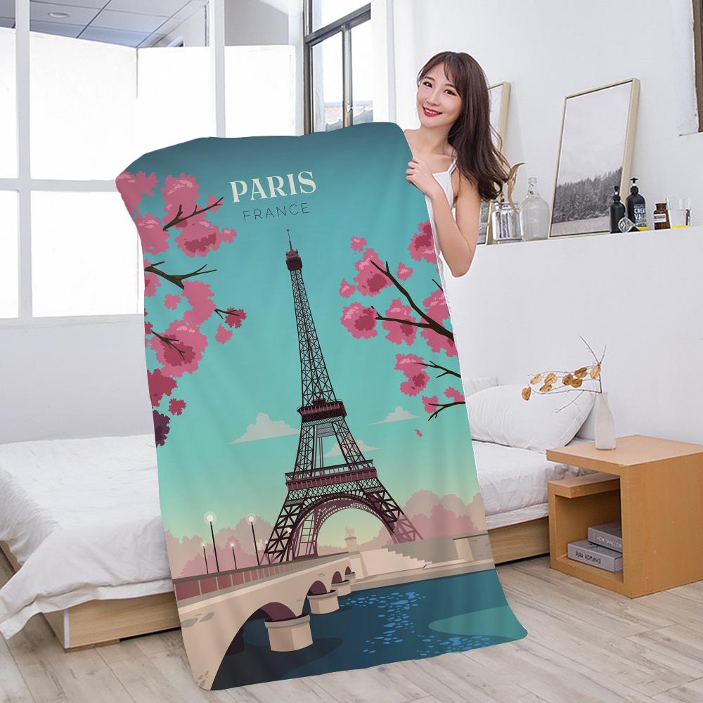 Eiffel Tower Beach Towel Colorful Bath Towels for Girl Microfiber Quick Dry Sand Free Beach Yoga Spa Gym Pool