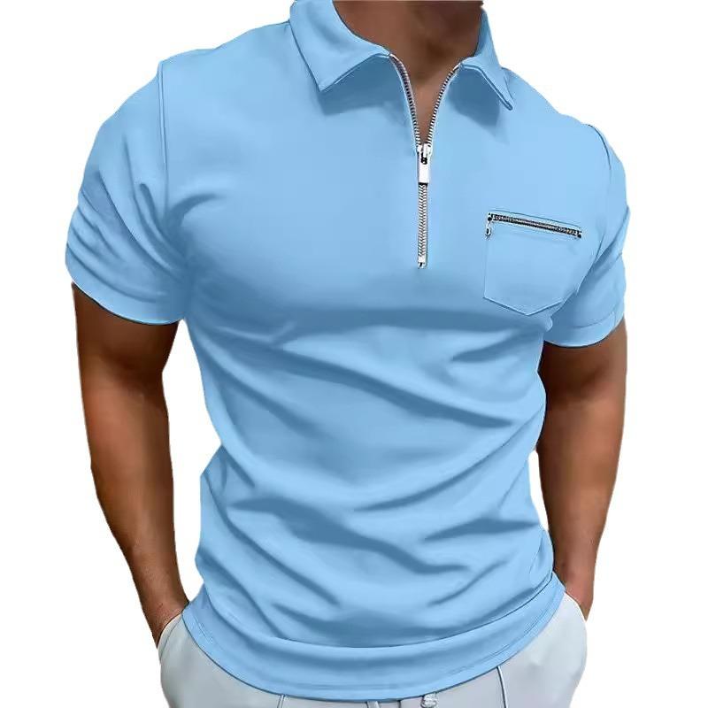 Summer Men's Button Pocket Henley Collar Sports Polo Shirt