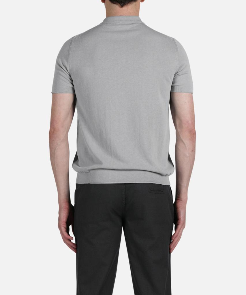 PANICALE Grey Herringbone Cotton Short Sleeve Polo Knit