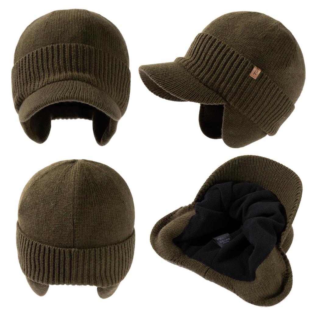 Вязаная шапка с козырьком и для катания на лыжах/сноуборде плюс для холодной погоды армейская [TOP-EX] Осень/Зима, с ушами, мужская/женская, водонепроницаемая, шапка, шапка, размеры,
