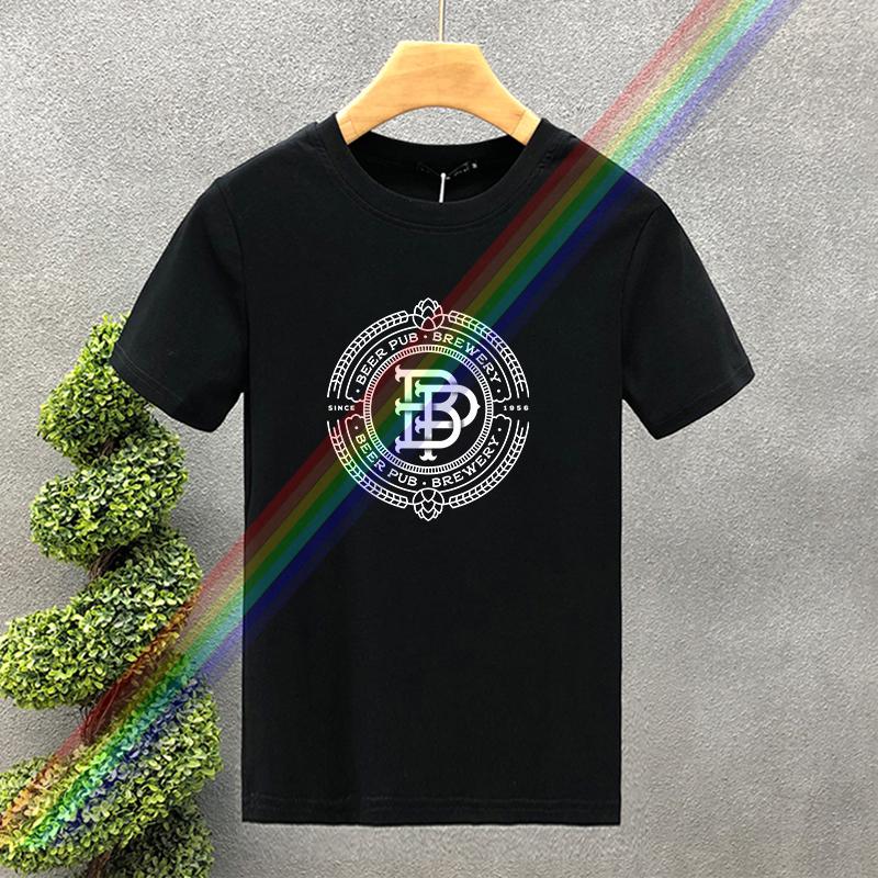 2025 New Men's 100% Pure Cotton Summer Loose Fitting Oversized Paris Print Casual Slim Fit Round Neck Short Sleeved T-shirt Top