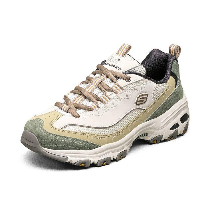 Skechers DLites 1.0 Panda Shoes Milk Tea Bear Thick Sole Sports Comfortable Casual Shoes Women Sneaker Olive 13167-NTOL