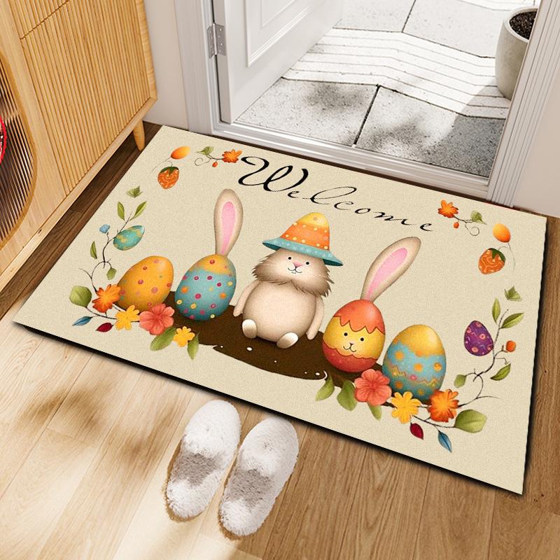 Alfombra de Piso de Dibujos Animados de Pascua,Conejo,Huevo de Pascua,Decoración de Sala de Estar