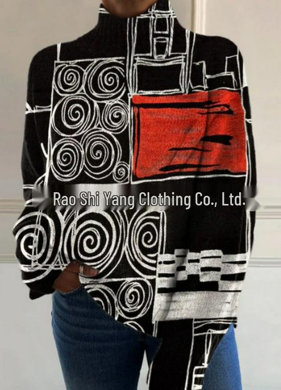2026 Abstract Print Christmas Cloak Coat
