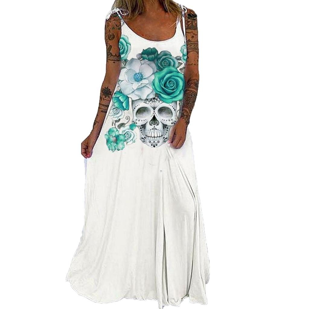Women Fashion Halloween  Print Party Sleeveless Pullover Patry Dress