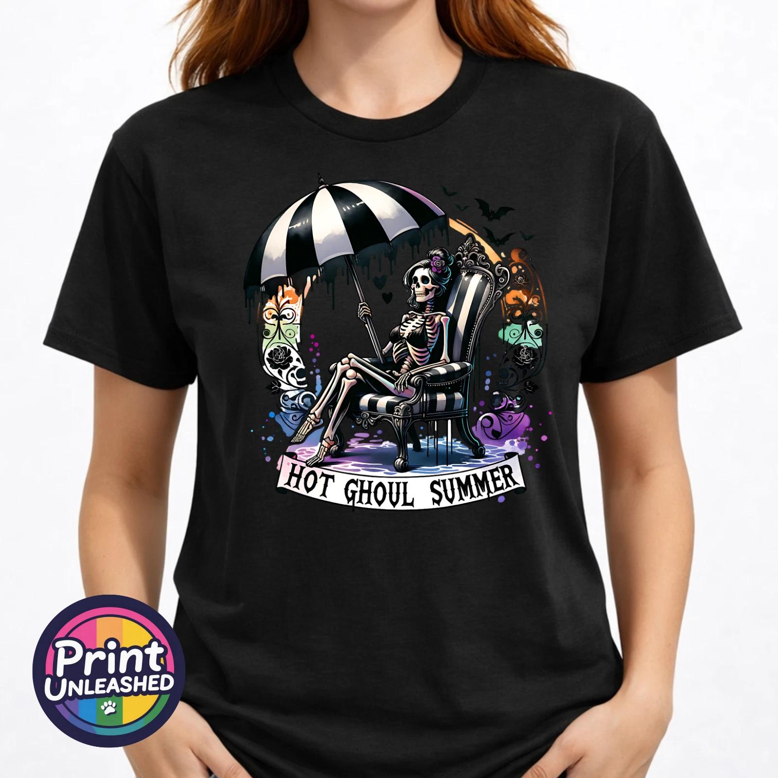 Hot Ghoul Summer T Shirt Gothic Skeleton Summer Tee Alternative Goth Holiday Top S