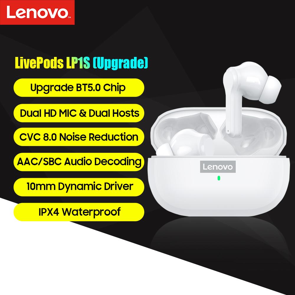 Căști originale Lenovo LP1S TWS Căști fără fir Bluetooth 5.0 Căști sport rezistente la apă Căști cu reducere a zgomotului cu microfon
