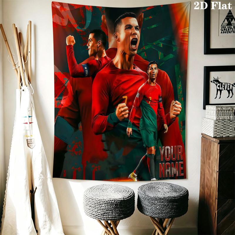 CR7 Tapiseria Ścienna z Niestandardowym Imieniem Estetyczny Dekor Ścienny Koc z Drukowanej Tkaniny Dekoracyjne Tapiserie do Sypialni Salonu Wystrój Domu
