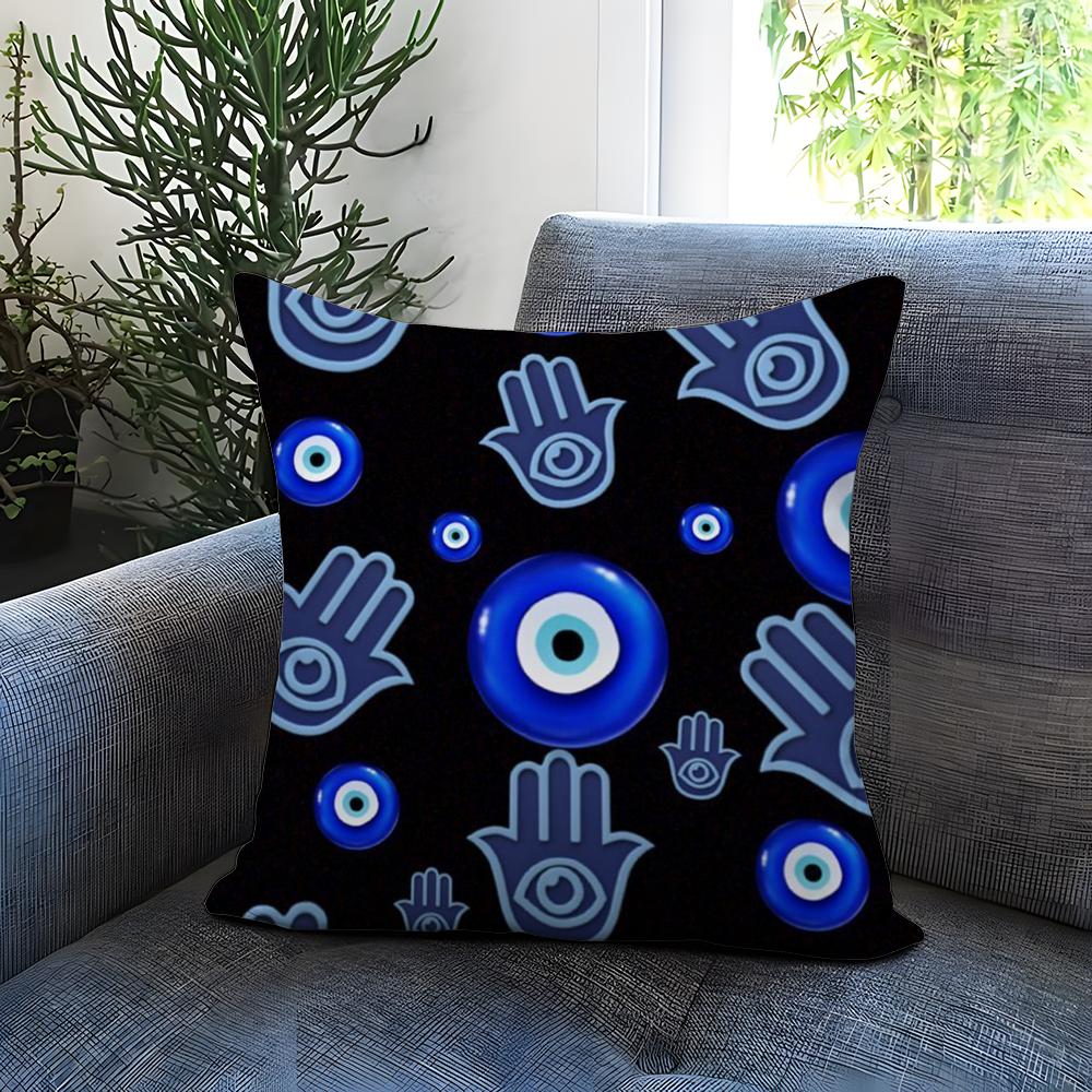 Art Evil Eye Symbol Cushion Cover Comfortable Reversible Pillow Cover Ideal for Car Sofa Bedroom & Beyond