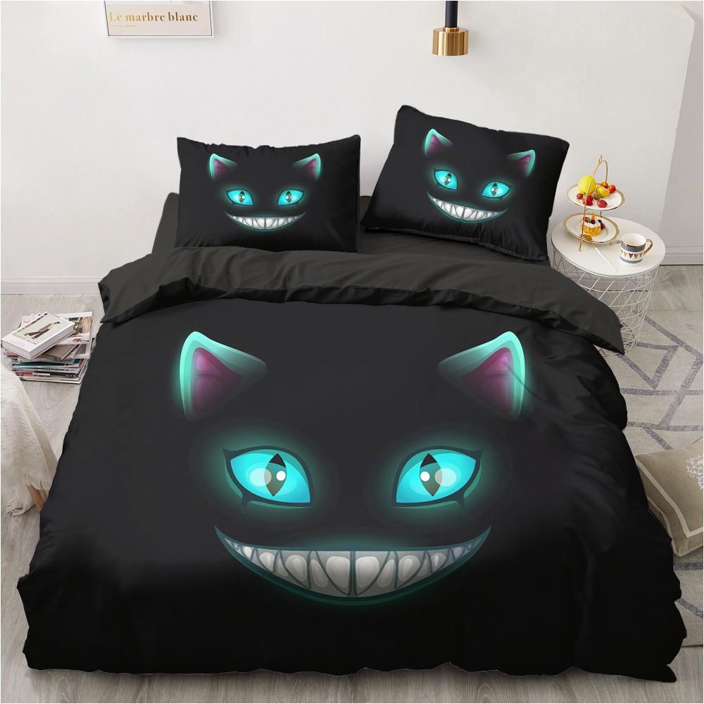 Dog Cat King Queen Duvet Cover Pet Kitty Puppy Bedding Set For Kids Teens Adults Lovely Animals Blue Soft 2/3pcs Quilt Cover