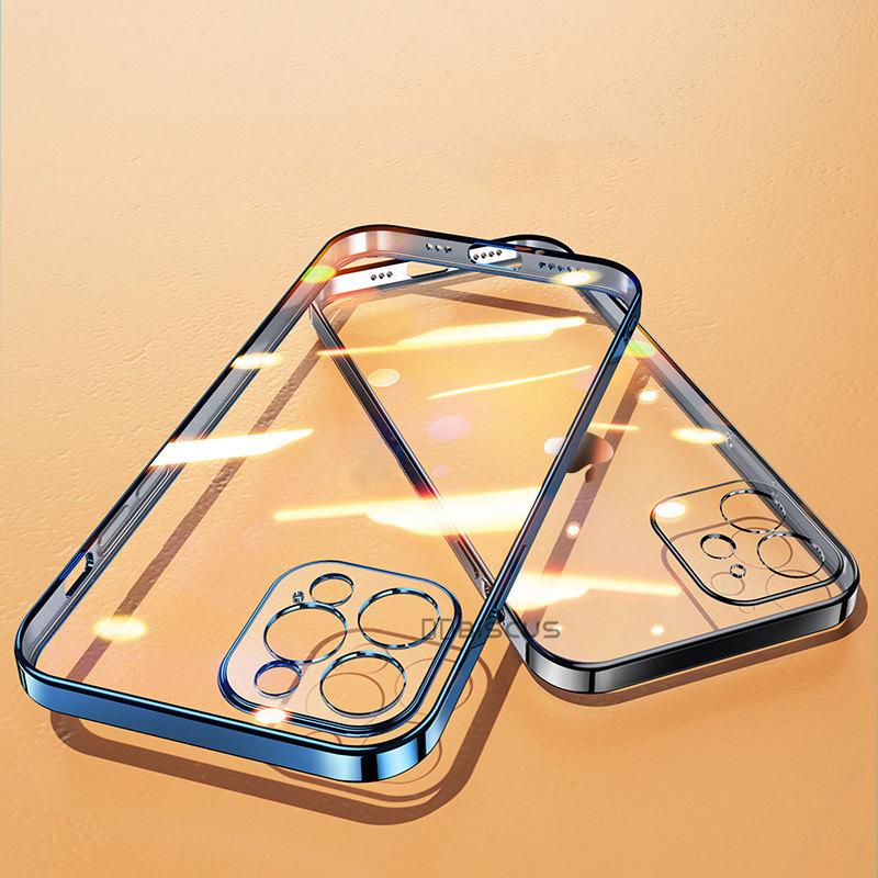 

Роскошный прозрачный чехол с квадратной рамкой для iPhone 11 Pro Max, iPhone 12 Mini X XS XR iPhone 7 8 Plus SE 2020, мягкий силиконовый прозрачный чехол